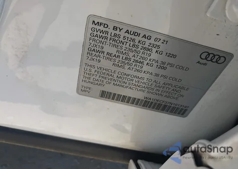 2022 Audi Q3 Premium 45 Tfsi S Line Quattro Tiptronic z USA, uszkodzony, nr VIN WA1DECF37N1013197